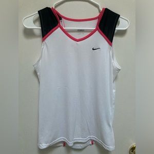 Small Nike tank top white with hot pink accents